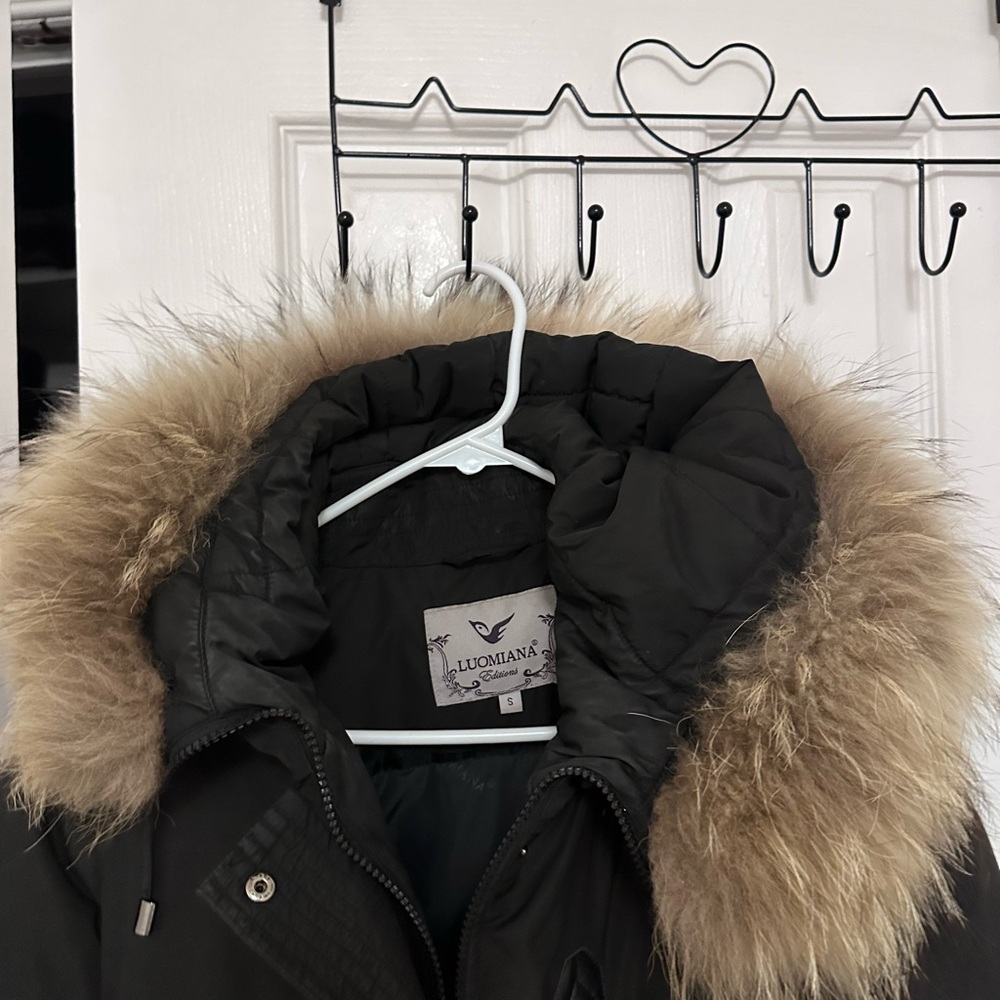 Black parka with real fur